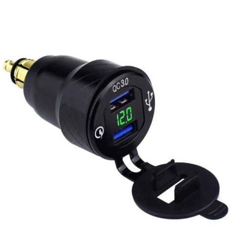 Lumeno QC3.0 Dual USB Charger with Volt Meter