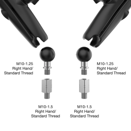 RAM Tough-Mirror Kit with M10-1.25 Bases & M10-1.5 Adapters - Long Arm