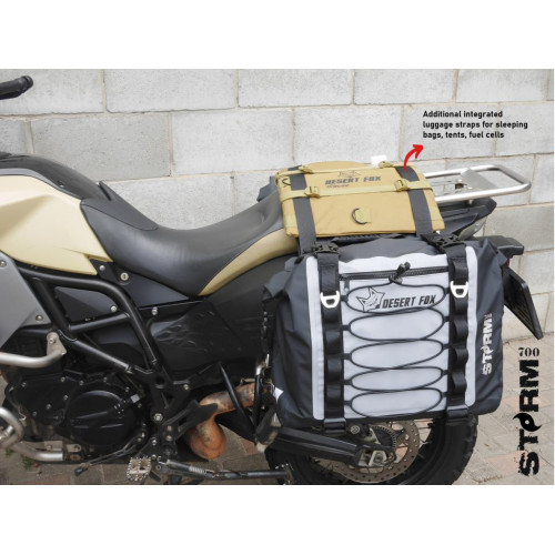 Water & Dust Proof Motorcycle Soft Saddle Pannier Bags: Desert Fox Storm 700